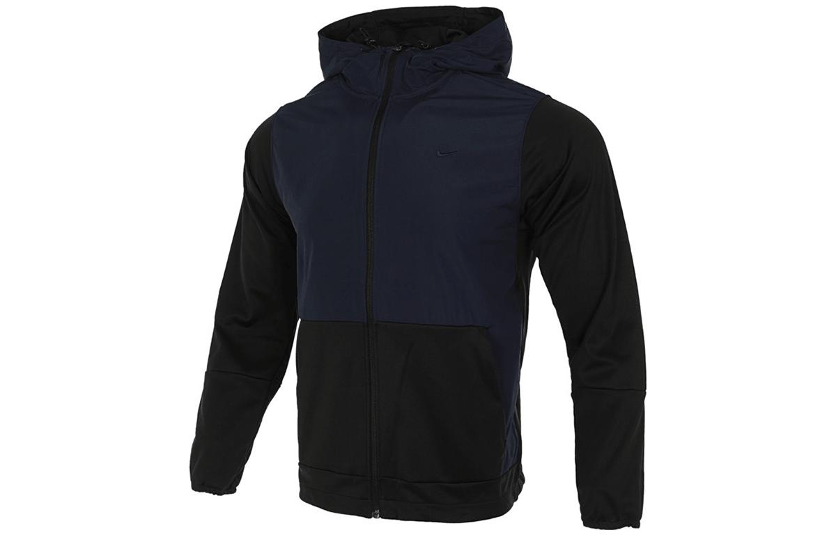 Nike Logo Embroidery Patchwork Woven Training Fleece Lined Hooded Jackets & Coats Men s Marine Blue FB8823-010 XL