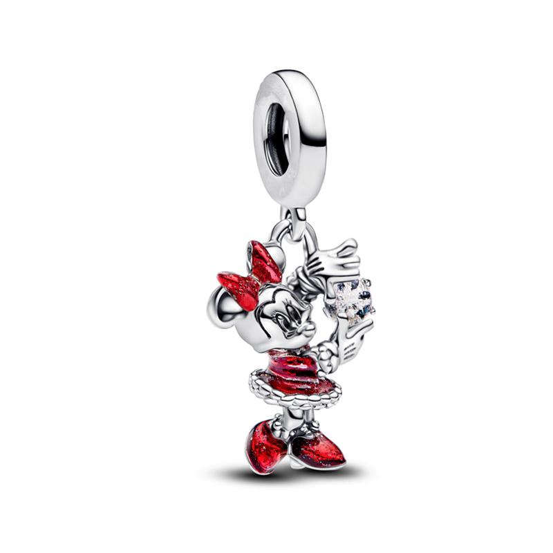 Disney Mickey Minnie Friends Dangle Charm Beads European Silver Bracelet Necklace DIY Jewelry Gift for Kids