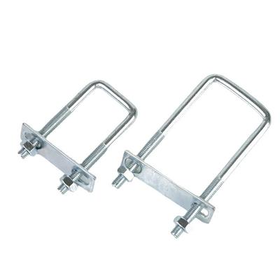 1Pc New Galvanized Q235 Carbon Steel M8 Square Tube Clamp With Baffle Screws Square Bolt Pipe U-clamp for Square Tube