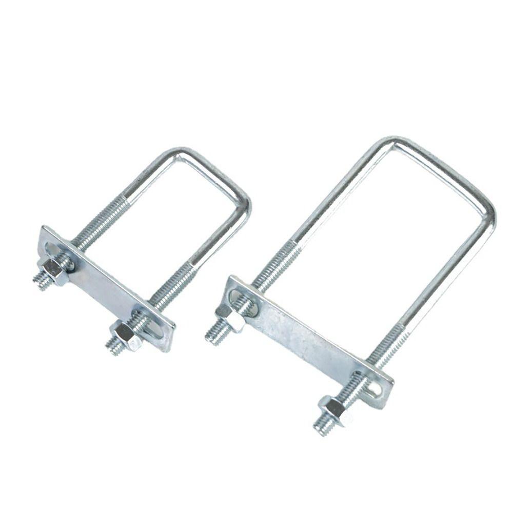 1Pcs New Galvanized Q235 Carbon Steel M8 Square Tube Clamp With Baffle Screws Pipe U-clamp Square Bolt for Square Tube