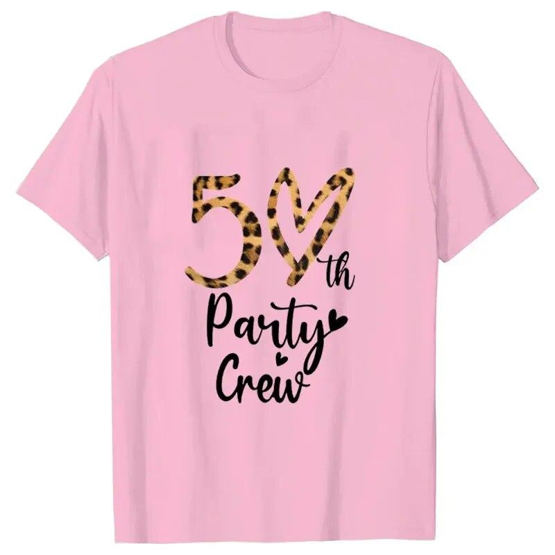 Women 50th Birthday Party T-shirts Birthday Squad Crew Tee Chapter Hello 50 Fabulous Leopard Graphic Tops Harajuku Summer Tshirt