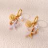 Ocean Series Seashell & Starfish Stainless Steel Pearl Earrings - European & American Fashion, Light Luxury, High-End.