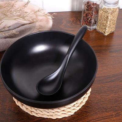 6Pcs Black Matte Soup Spoon Ecofriendly Melamine Tableware for Everyday Use Home Restaurant Spoon Tableware