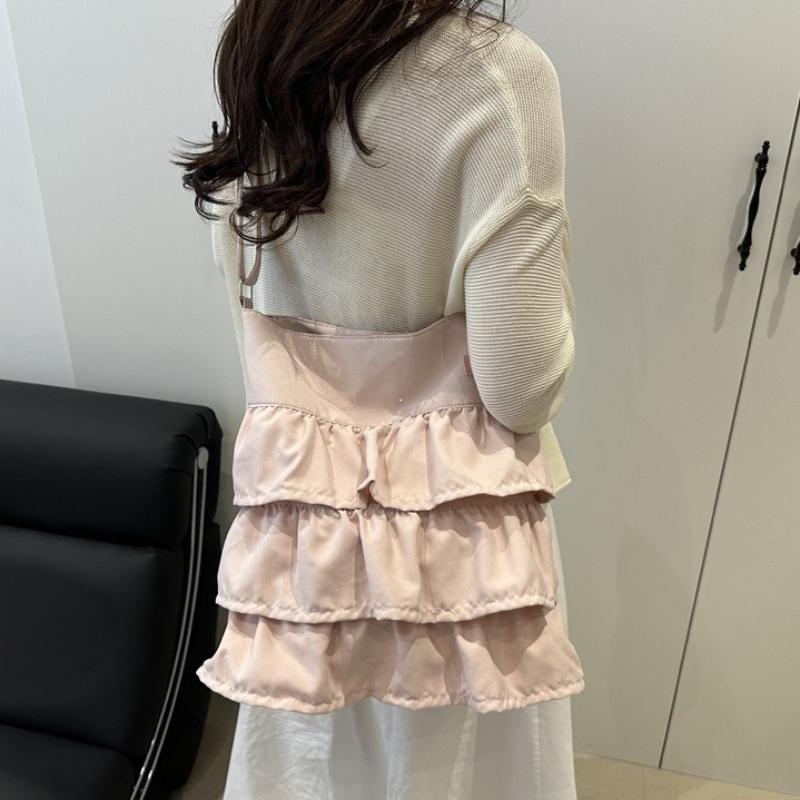 Sweet Casual Canvas Tote Bag Women Large Lace Trim Spring Summer  Sle Floral Bag Faionable Hand Lotus Leaf Edge Skirt Bag
