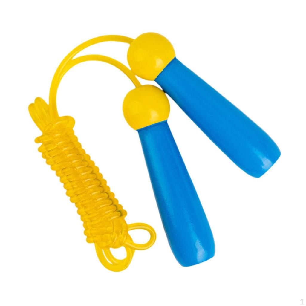 Colorful Kids Jump Rope 2.4M with Wooden Handle Skipping Jumping for Boys Girls Outdoor