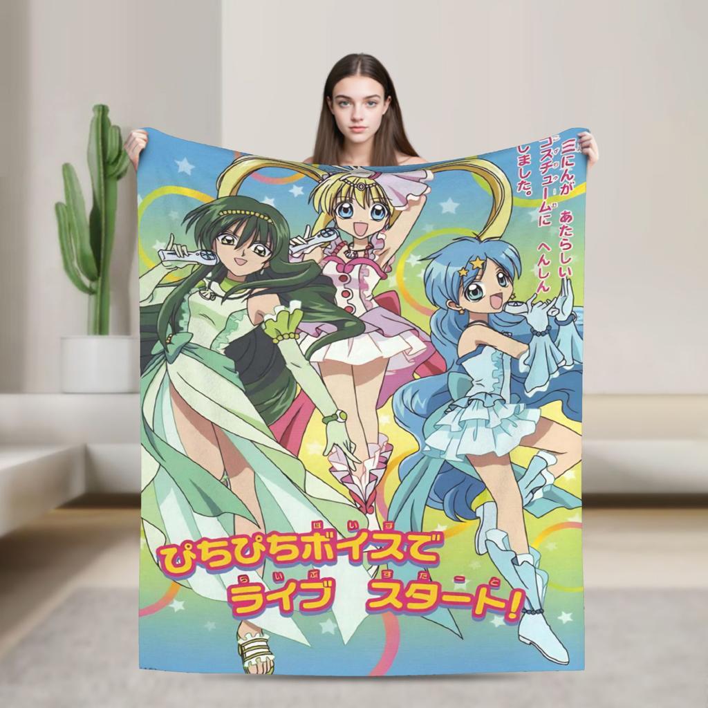 Mermaid Melody Pichi Pichi Pitch Flannel Blanket Winter  Warm Throw Blanket for Kids Couch Chair Funny Bedspread Sofa Bed Cover