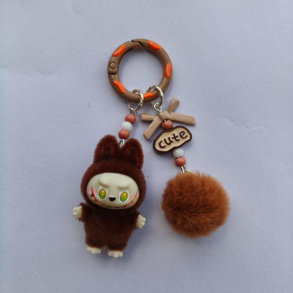 Sanchuang Flocking Mini Keychain Vinyl Cute Bag Mobile Phone Pendant Cute Keychain