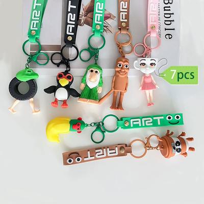 Italian Brainrot Animals Figure Keychains Tung Tung Tung Sahur Tralalero Tralala Ballerina Cappuccino Doll Keyrings Bags Pendant