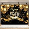 50th Birthday Happy Party Photography Background Glitter Black Gold Balloons Background, Shining Fifty
