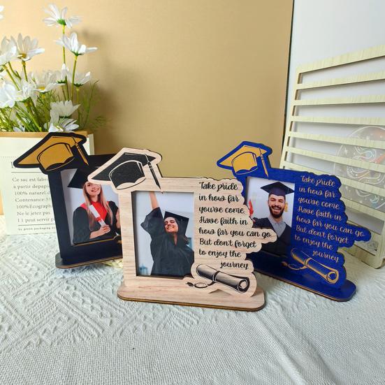 1 Set Picture Frame Graduation Picture Display Frame DIY Wooden Photo Frame for Home Desktop Decoration