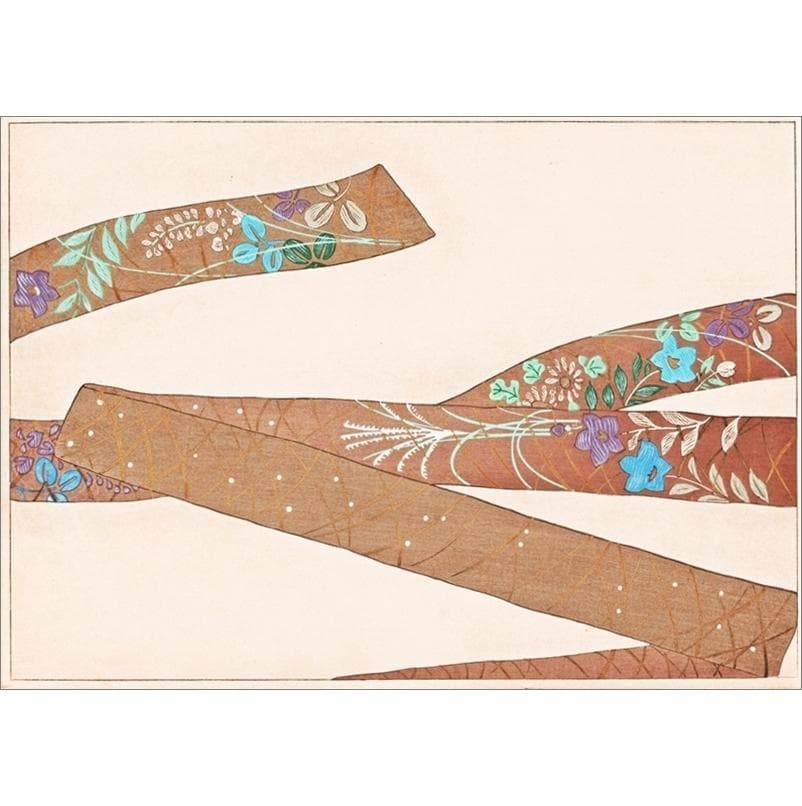 

[USED] Woodblock print of Kyogen costume pattern, golden decorative cord