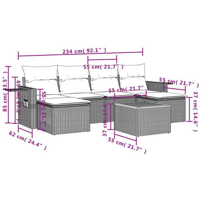 VidaXL Salon de Jardin avec Coussins 7 pcs, Canapés de Terrasse, Ensemble de Meubles de Patio, Mobilier d'Extérieur, Beige 3224686