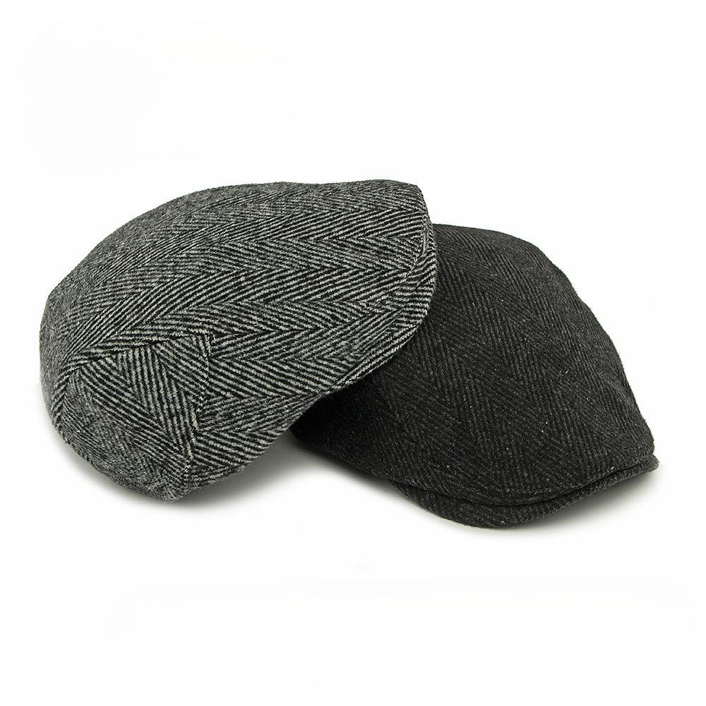Vintage Herringbone Tweed Flat Cap Men Women British Retro Ivy Hat Autumn Winter Warm Woolen Newsboy Gatsby Cap Driving Cap