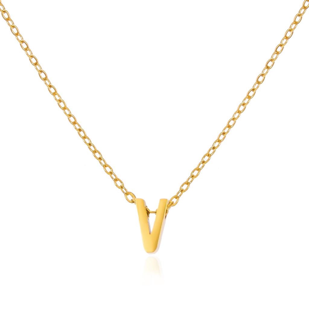 Simple Stainless Steel A-Z Initial Letter Necklaces for Women 26 Alphabet Pendant Clavicle Chain Choker Birthday Party Jewelry