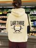 European and American Women's Hooded Long Sleeve Sweatshirt with Velvet and LAKE Print - Autumn and Winter Collection