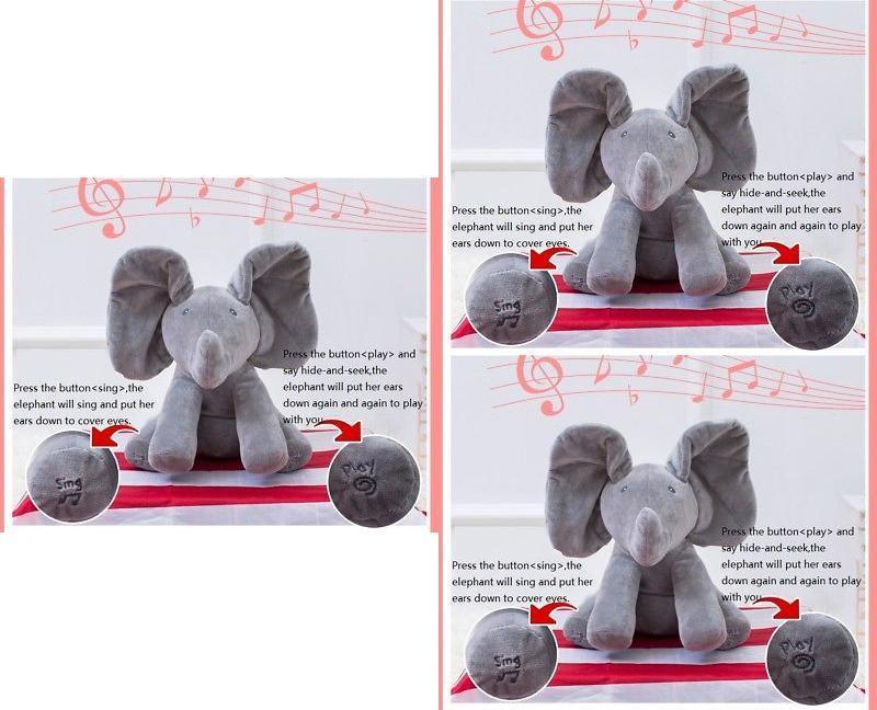 Elephant Hide And Seek Singing Plush Toy With Pp Cotton Filling For Kids Playtime