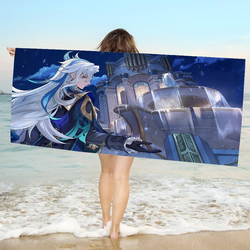 Genshin Impact Neuvillette Microfiber Printed Beach Towel Mountain Climbing Yoga Beach Swimming Running Absorbent Soft Towel