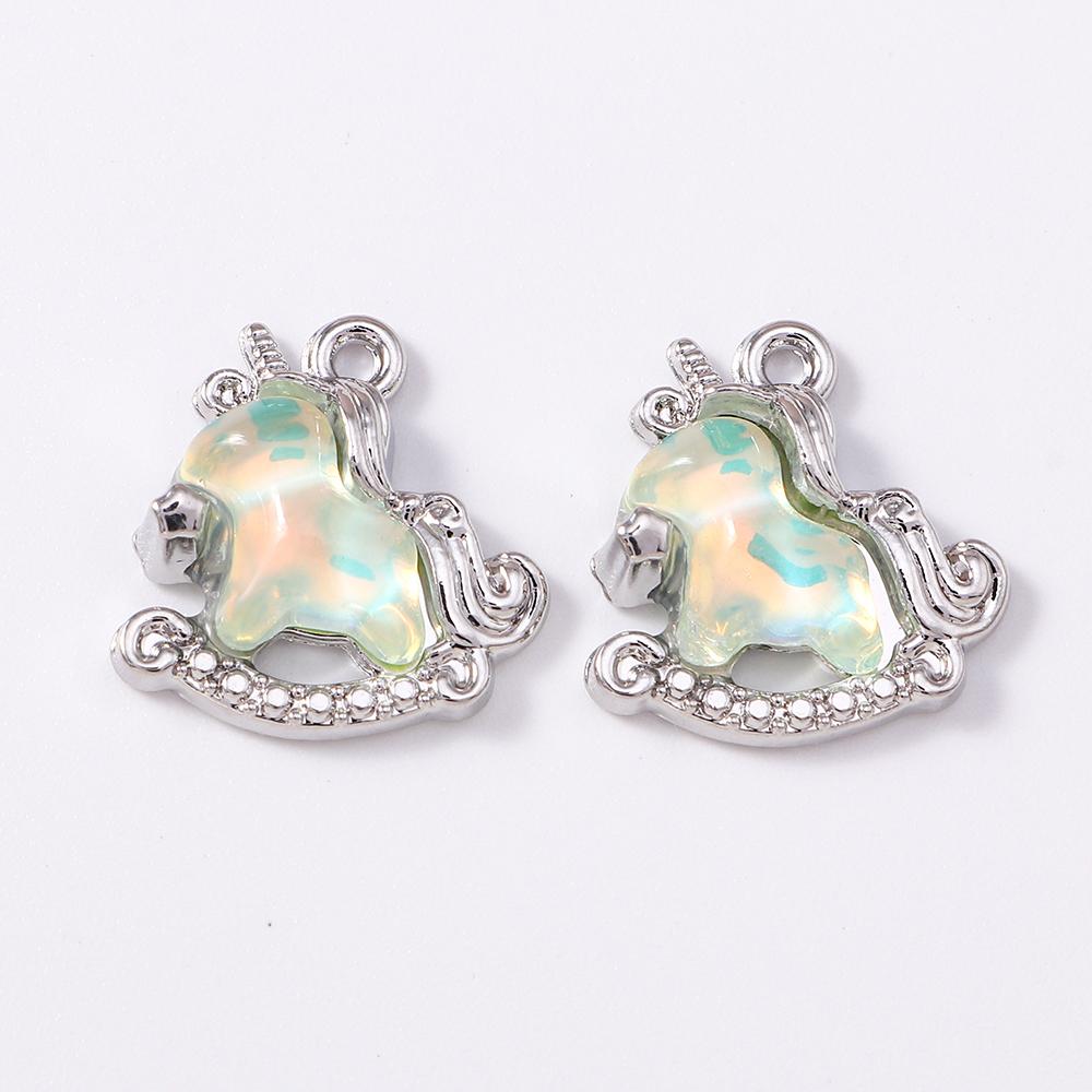 5pcs Cute Crystal CZ Rocking Horse Pendants Charms for Jewelry Making Necklace Earrings Bracelet DIY Handmade Accessories