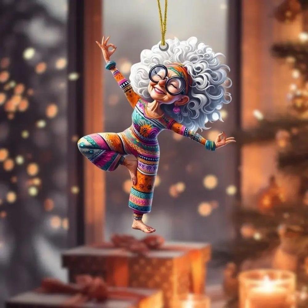 2D Acrylic Flat Pendant Happy Funny Grandma Personalized Decoration New Pendant Flat Car Pendant Home Holiday Decoration Backpack Keychain Pendant