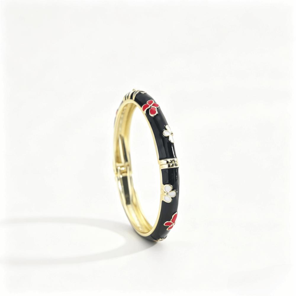 Elegant Design Enamel Bangle Flower Texture Open Clamp Bangle Light Luxury Dropped Glaze  Gifts