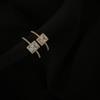 Elegant Korean-Style Rhinestone Square Ring - Retro, Adjustable, Sparkling, and Trendy Index Finger Ring for Women