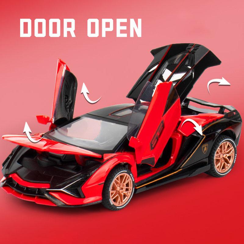 1:32 Scale Lambo Sian Alloy Car Model, with Light & Sound Effect Diecast Car Toys for Boy Birthday Gift Kids Toys Car Collection