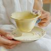 Embossed Petals Ceramic Coffee Cup Saucer Home Breakfast Bread Milk Cup Modern Afternoon Tea Exquisite Tea Cup Office Mug Home