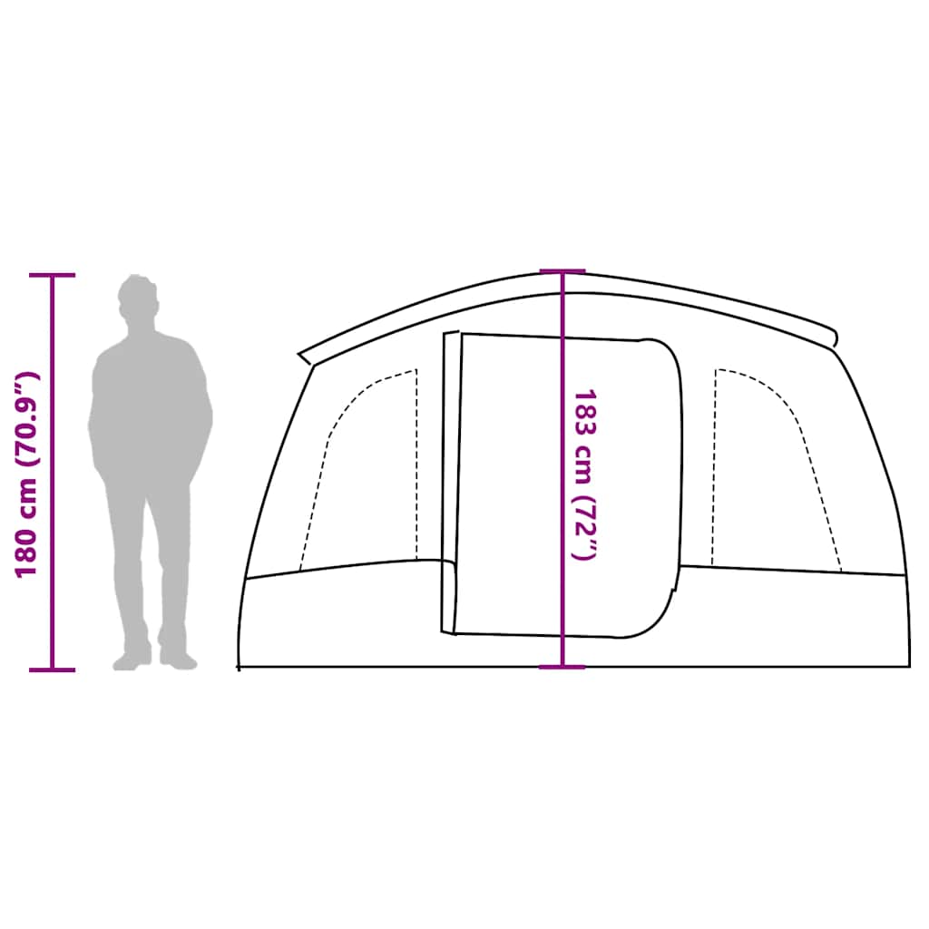 Tunnel Family Tent for 8 Persons Grey Waterproof