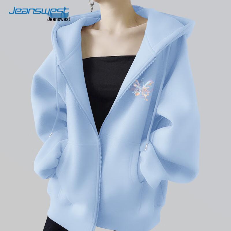 Jeanswest Women's Hooded Zipper Sweatshirt Jacket