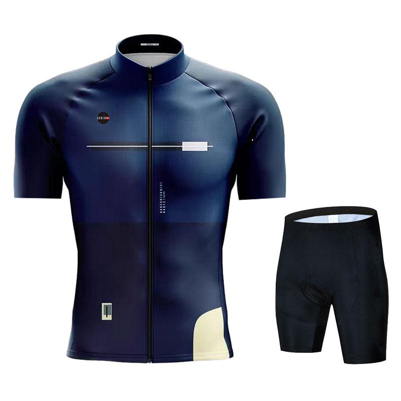 Gobikful Ensemble Maillot de Cyclisme Manches Courtes Vêtements de Vélo 2026 Été Homme Bleu Maillot VTT Ciclismo Ensemble Cuissard à Bretelles Vélo