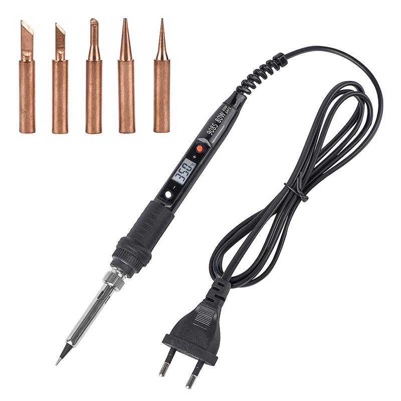 

JCD Electric Soldering Iron 80W LCD Digital Display Adjustable temperature soldering iron tips 220V/110V Welding Solder Tool908S 80W 110V