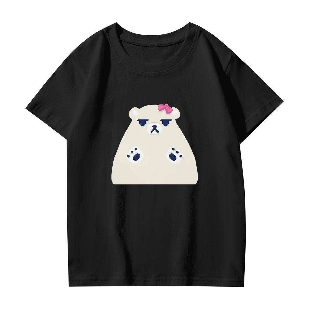 Fashionable Round Neck Short Sleeve Work Clothes Printed Tops For KID Summer Tops