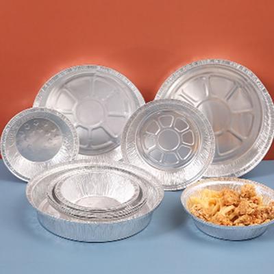 50Pcs Round Foil Trays Foil Flan Dish Silver Foil Food Container Disposable Aluminum Foil Plate Tin Foil Pie Pans for Air Fryer