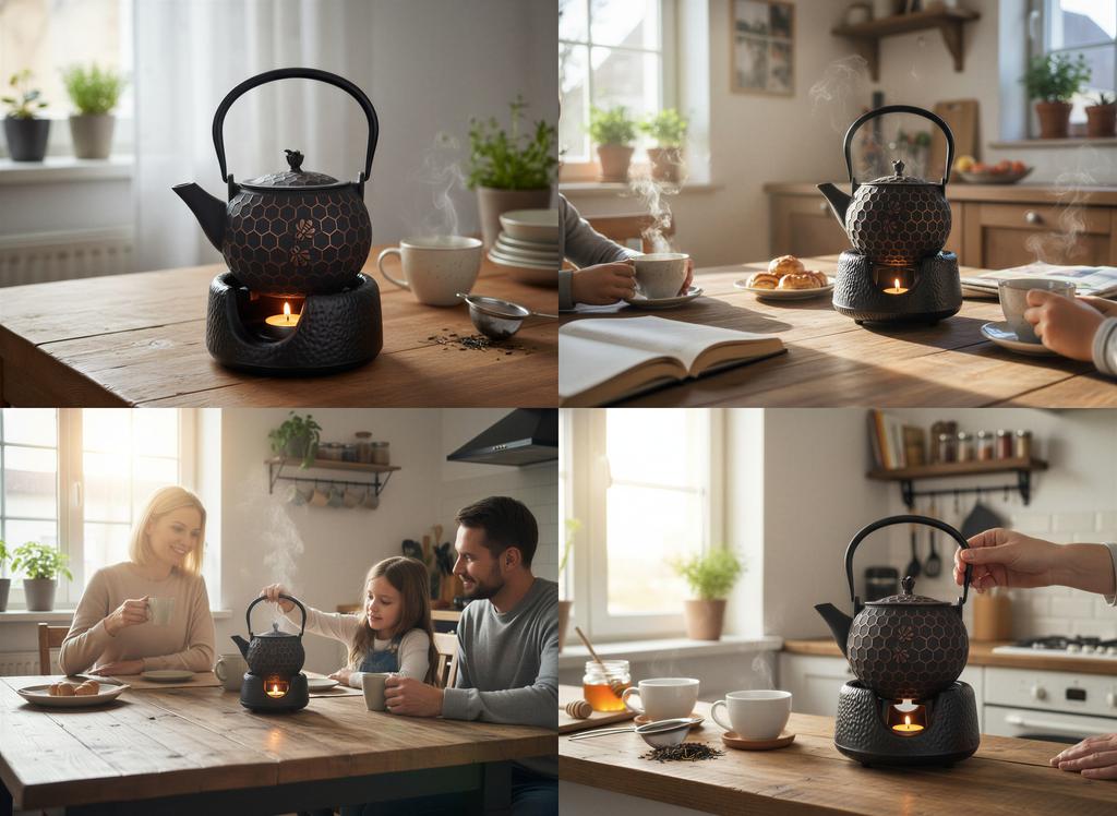 Cast Iron Kettle Bee 1.8L For Tea + Warmer + Fork