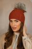 Nila Ribbed Wool Hat with Eco Pompom and Rhinestones, Red