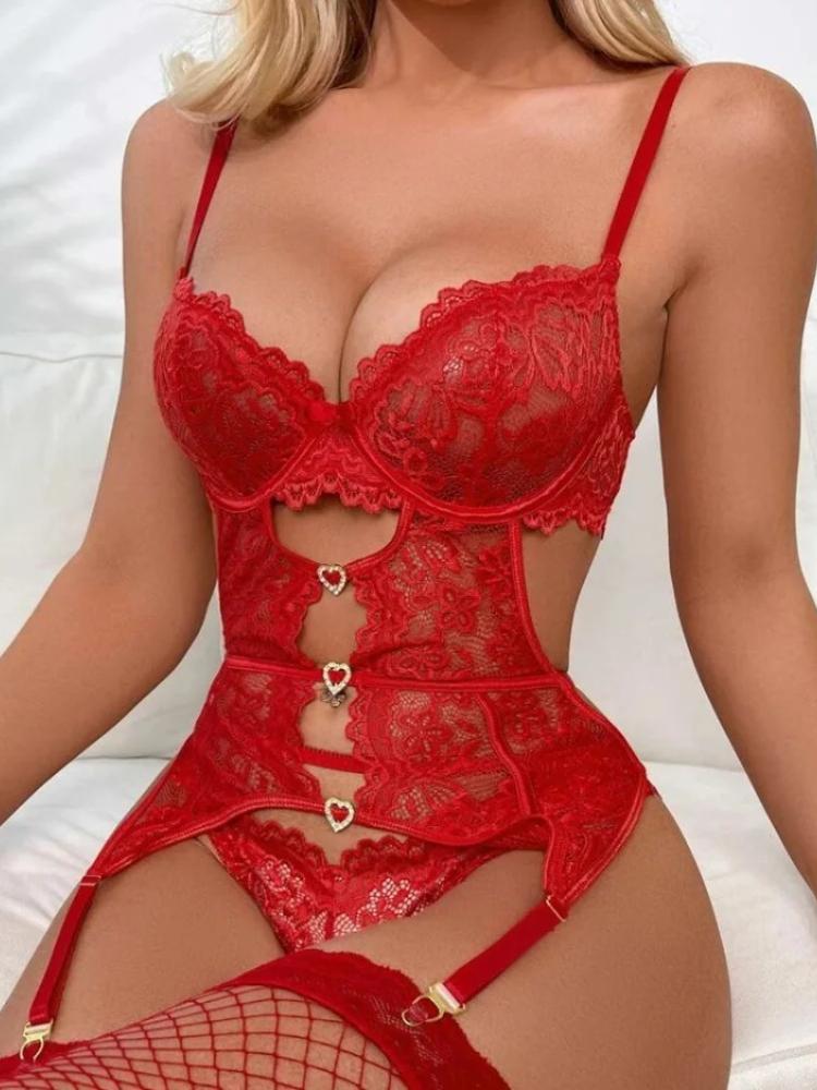 Lace Sexy Lingerie Transparent Hot Porno Lace Erotic Underwear Sexy Bra Set And Garter Lingerie Sexy Hot Erotic Sleepwear