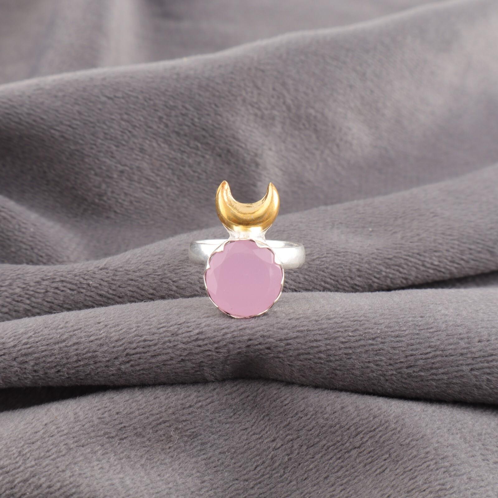 

Rose Chalcedony Gemstone 925 Stolid Silver Handmade Ring Women Jewelry For Gift RR-58-20 13