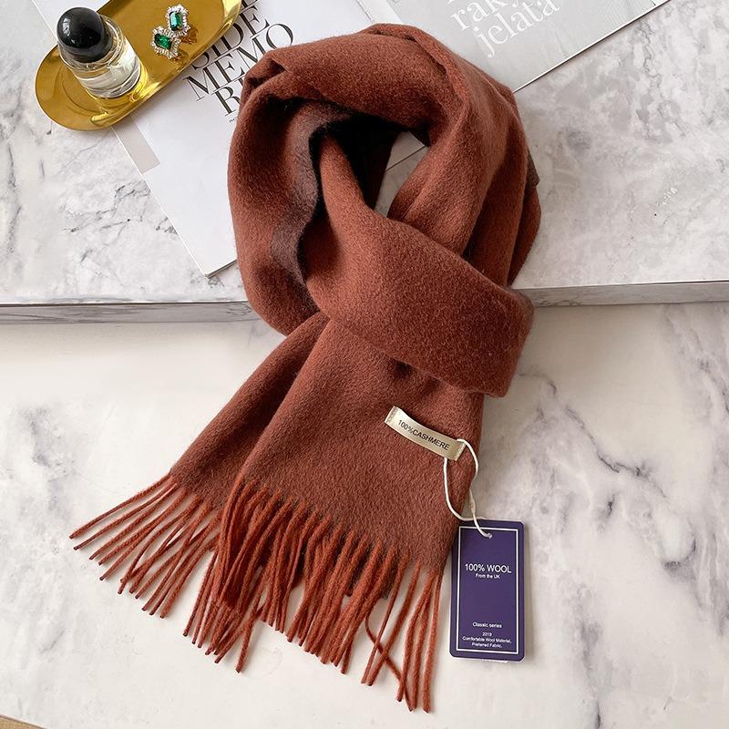 Color solid color matching scarf women's winter new high-end cashmere mother scarf gift