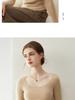 Women's Slim-Fit U-Neck 100% Cashmere Sweater - Low Round Neck Knit Base Layer