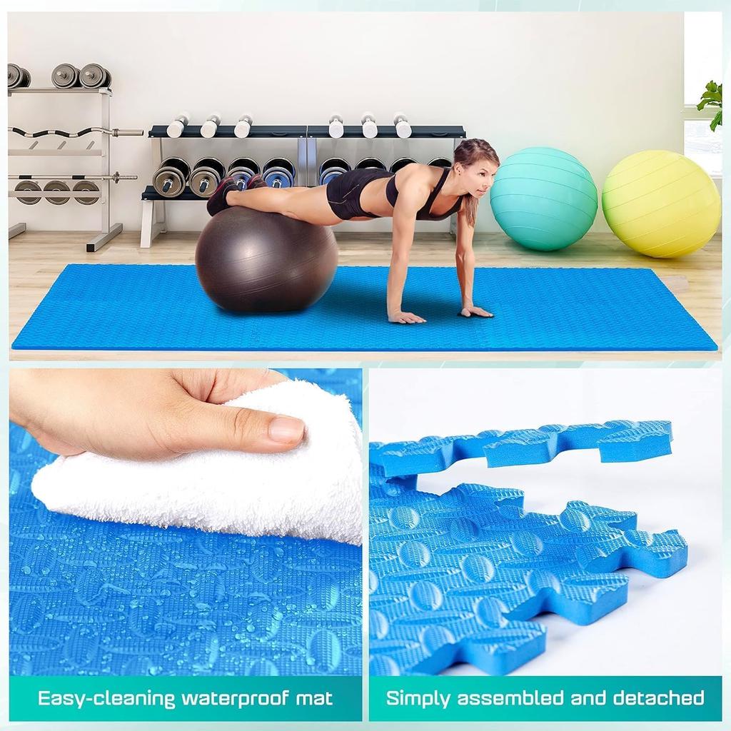 Yes4All Training Exercise Soundproof and for Home 30cm X 30cm X X 12 Pieces with Side Parts Imported from EZR0 Mats, Mats, Shock-Absorbing, Gyms,