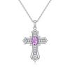 S925 Pure Silver All Diamond Cross Necklace for Women, Silver Inlaid with Natural Color Treasure, Fashionable and Versatile Gift