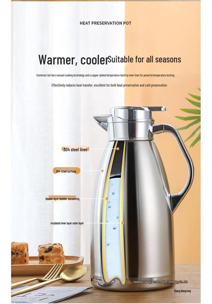 Stainless Steel Thermos Flask for Home, Restaurant, Hotel, and Teahouse - Large Capacity Hot Water Bottle