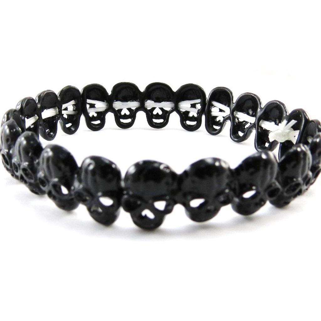 Les Trésors De Lily [J1149] - Black 'Skull' Designer Bracelet