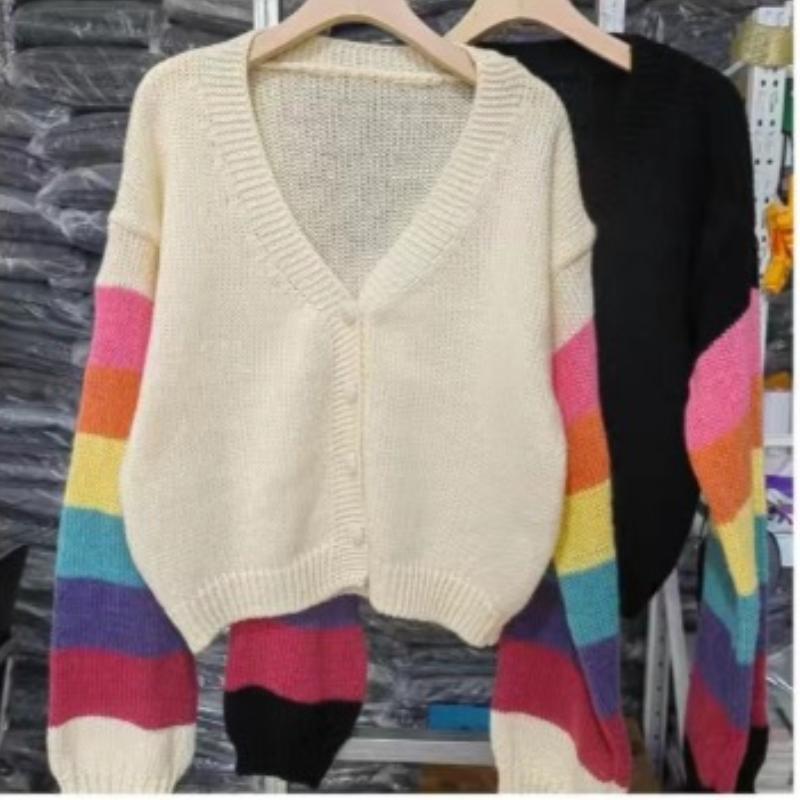 

Осенний элегантный вязаный кардиган с V-образным вырезом, женская мода, новый длинный рукав, милые свободные короткие кардиганы, куртка, женские тонкие повседневные зимние свитера, пальто 25564 One Size чёрный