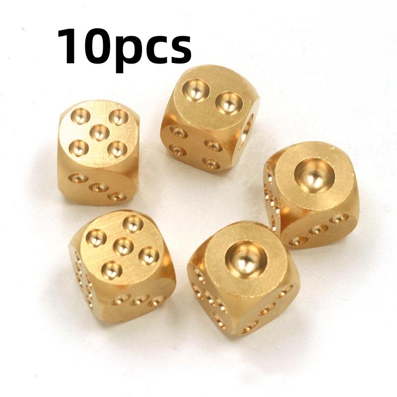 5pcs Metal Dice Solid Brass Gold High-Quality 6-Sided Game Dice Hand Polished Stress Relieving Family Gathering Toy 15mm