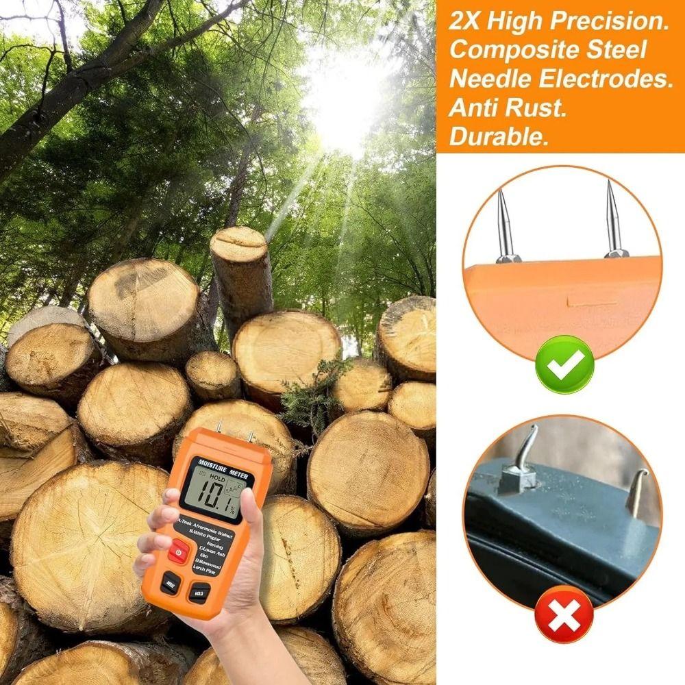 4 Measurement Modes Wall Moisture Detector Two Pins Wood Humidity Tester Firewood