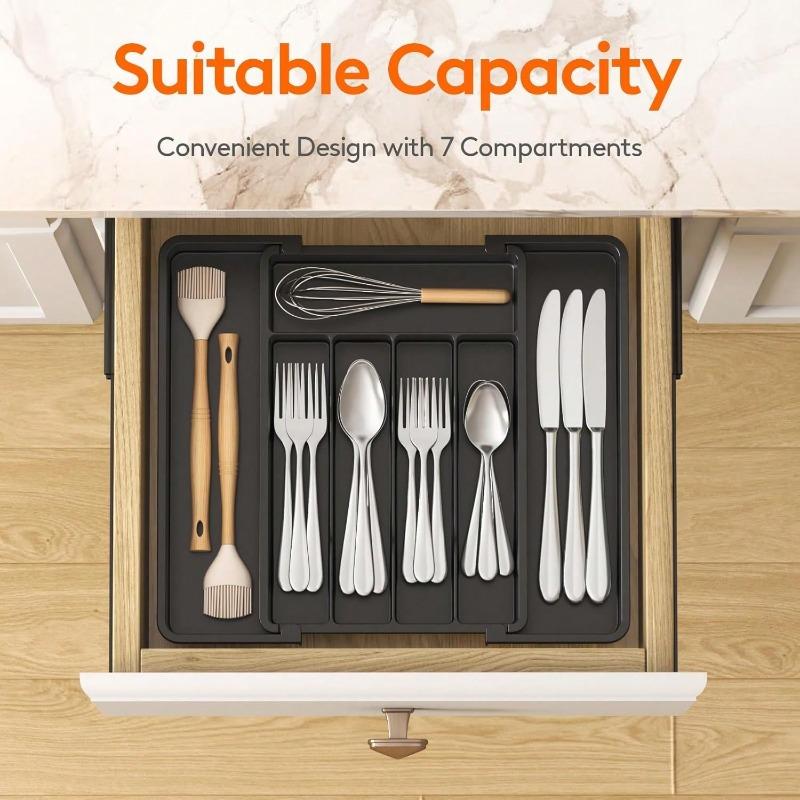 Drawer Organizer, Expandable Utensil Tray For Kitchen, Flatware And Cutlery Holder