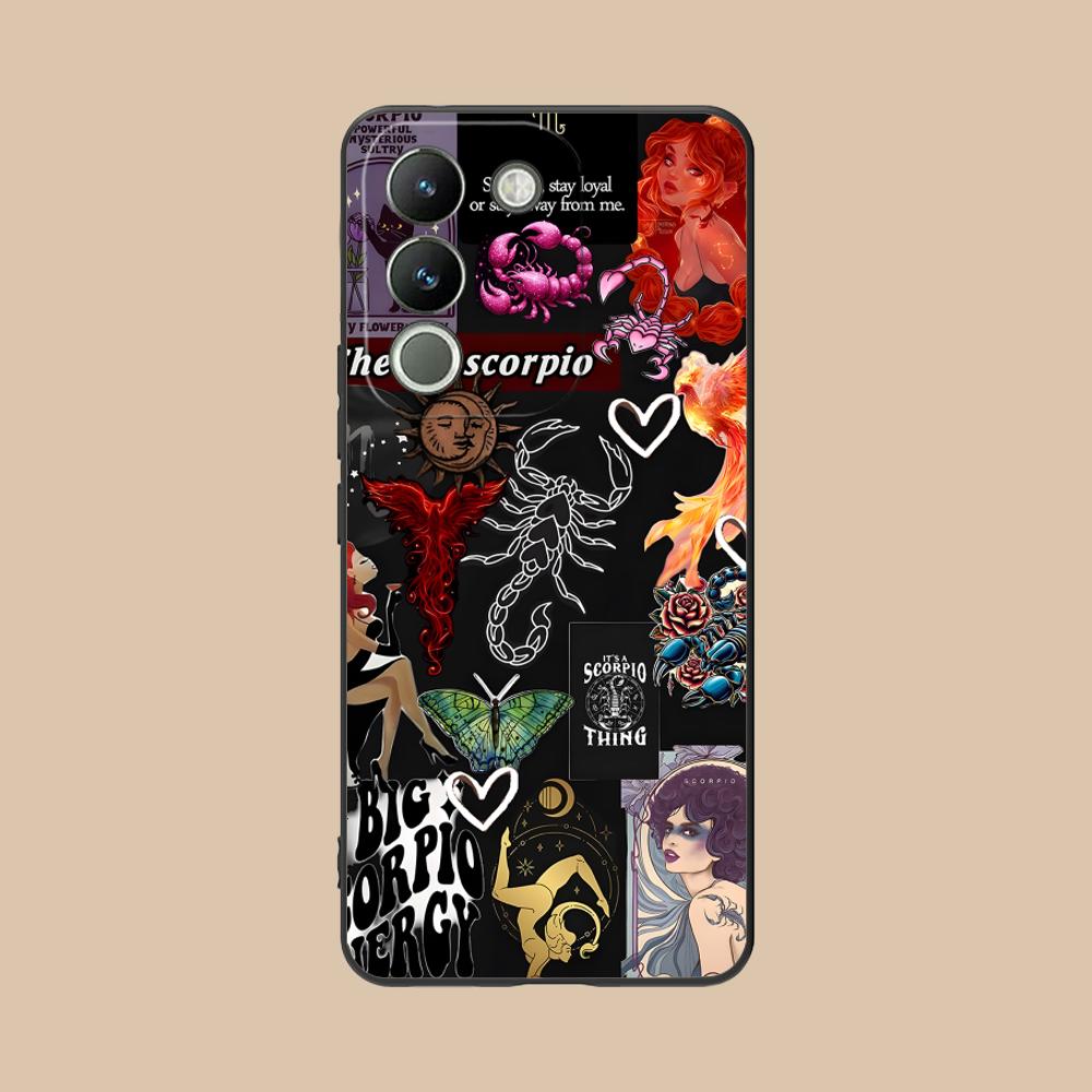 

Zodiac Sign Scorpio Phone Case for VIVO V60 V50 V40 V30 V29 V27 V25 V23 Pro Lite 5G Soft TPU Shockproof Cover vivo V23e