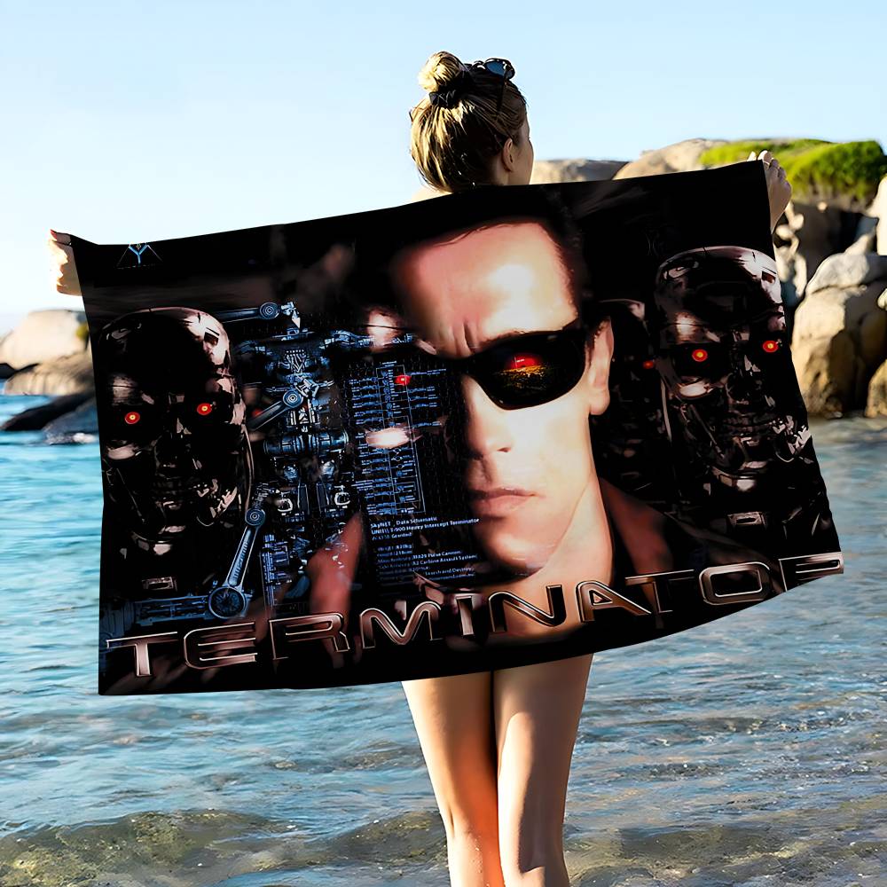 

80s Movie TV The T-Terminator Microfiber Beach Towel Absorbent Quick dry Soft Yoga Swimming Resort Mountain Climbing Towel W30*H60(CM)