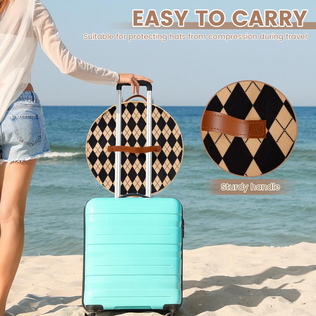 Hat Storage Box Non Woven Household Goods Sundries Storage with Clear Side Window and Handle Large Capacity Round Travel Bags